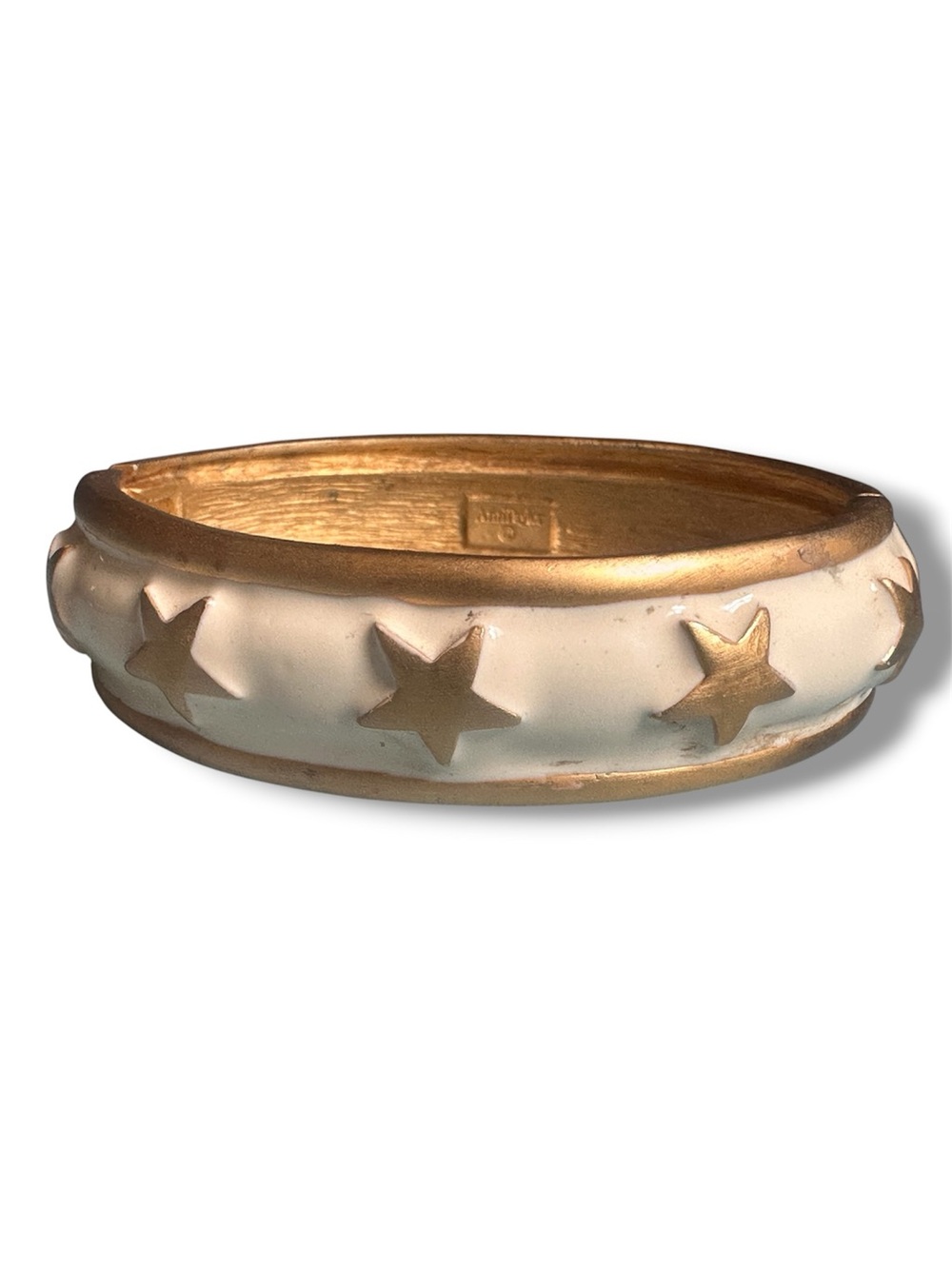 Ann Taylor Cream Enamel And Gold Hinge Bracelet